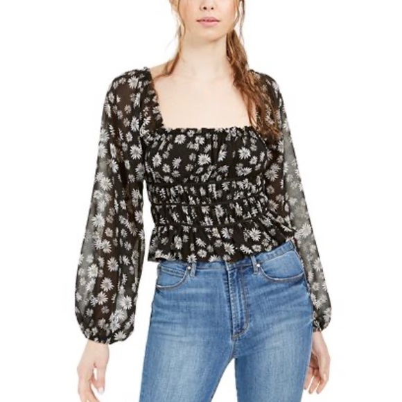 𝅺leyden Daisy floral cropped top. Large - Picture 1 of 8